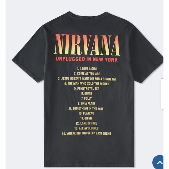 Nirvana Unplugged Relaxed Graphic Tee With Playlist On Back Unisex XL - Picture 2 of 5